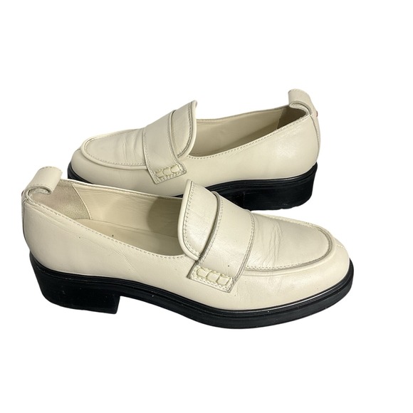 Aeyde Shoes - Aeyde‎ Ruth Lug Sole Platform Italian  Apron-toe Loafer Crème With A Chunky Heel